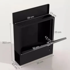 Discount HOMCOM Vægmonteret Postkasse i Mørkegrå Metal – Låsbar til Udendørs Brug, 30 x 8,5 x 32,5 cm Postkasser & Brevindkast