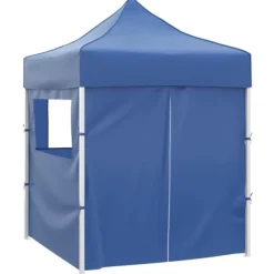 Telte & Lysthuse^Hopfällbart partytält med 4 sidoväggar - UV- och vattenresistent | Färg: Blå | Storlek: 2x2 m