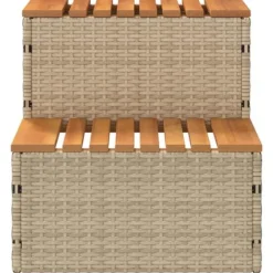 Pool- & Spatilbehør^Hot Tub Trin i Polyrattan og Akacietræ - Sikker Ind- og Udstigning | Farve: Beige | Størrelse: 50x50x50,5 cm