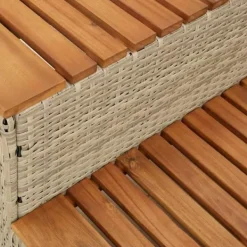 Pool- & Spatilbehør^Hot Tub Trin i Polyrattan og Akacietræ - Sikker Ind- og Udstigning | Farve: Beige | Størrelse: 50x50x50,5 cm