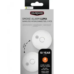 New Housegard Luma trådløs røgdetektor, 2-pak Brandalarm