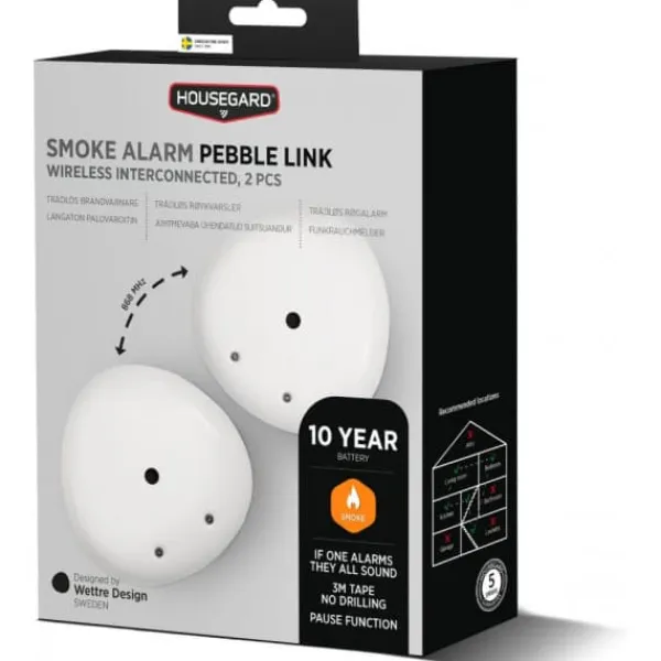 Brandalarm^Housegard Pebble Link trådløs brandalarm, 2 stk.