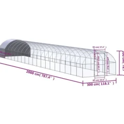 Drivhus^Huse & bure til små dyr - Living hønsehus 3x20x2 m galvaniseret stål