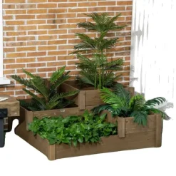 Outlet Hævet grøntsagsbed, Fyrretræ, 122 cm længde, 122 cm bredde, 51 cm højde, Multi-niveau design Plantningsbænke