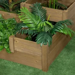 Outlet Hævet grøntsagsbed, Fyrretræ, 122 cm længde, 122 cm bredde, 51 cm højde, Multi-niveau design Plantningsbænke