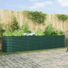 Plantningsbænke^Hævet havebed i stål - Moderne plantekasse til udendørs brug | Størrelse: 400x80x81 cm | Farve: Grøn