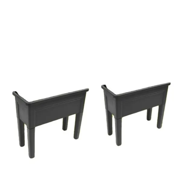 Plantningsbænke^Hævet Havebed, Materiale: PP og Gummi, Dimensioner: 75*34,5*65,5 cm, Form: Rektangulær, Belastningskapacitet: 25 kg, Antal varer: 2