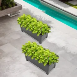Plantningsbænke^Hævet Havebed, Materiale: PP og Gummi, Dimensioner: 75*34,5*65,5 cm, Form: Rektangulær, Belastningskapacitet: 25 kg, Antal varer: 2