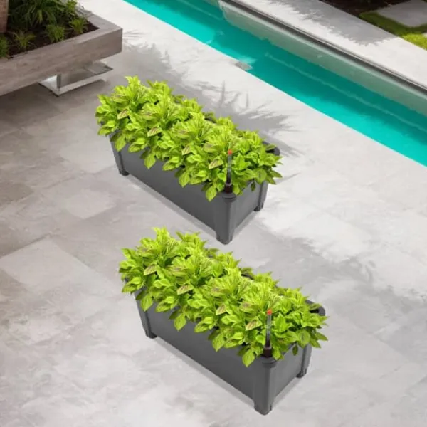 Plantningsbænke^Hævet Havebed, Materiale: PP og Gummi, Dimensioner: 75*34,5*65,5 cm, Form: Rektangulær, Belastningskapacitet: 25 kg, Antal varer: 2