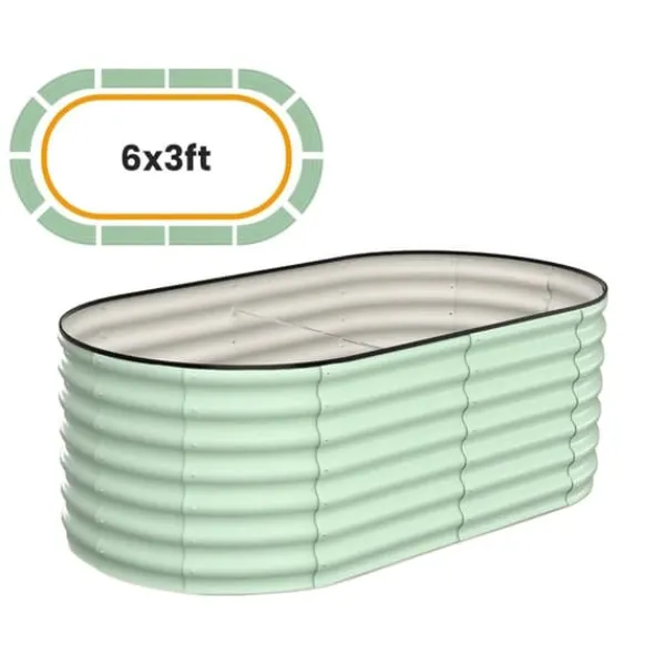 Krukker & Plantebeholdere^Hævet Havebed, Oval Galvaniseret Metal Konstruktion, Alsidige Plantemuligheder,Grøn 6x3x2 FT