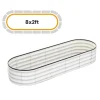 Krukker & Plantebeholdere^Hævet Havebed, Oval Galvaniseret Metal Konstruktion, Alsidige Plantemuligheder,Hvid 8x2x1 FT