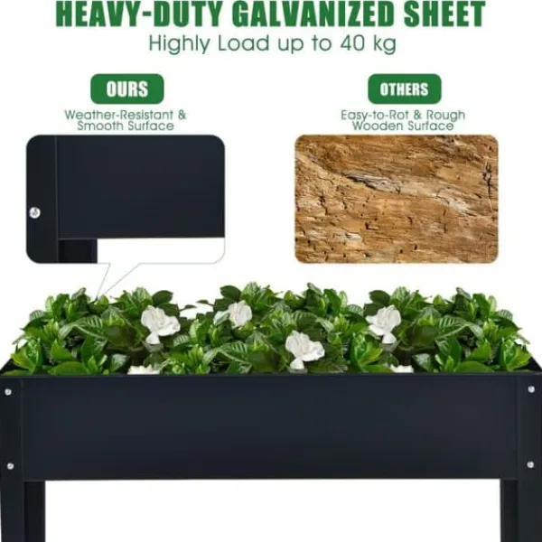 Online Hævet Havebed, 100x30x80 cm, Grå Plantningsbænke