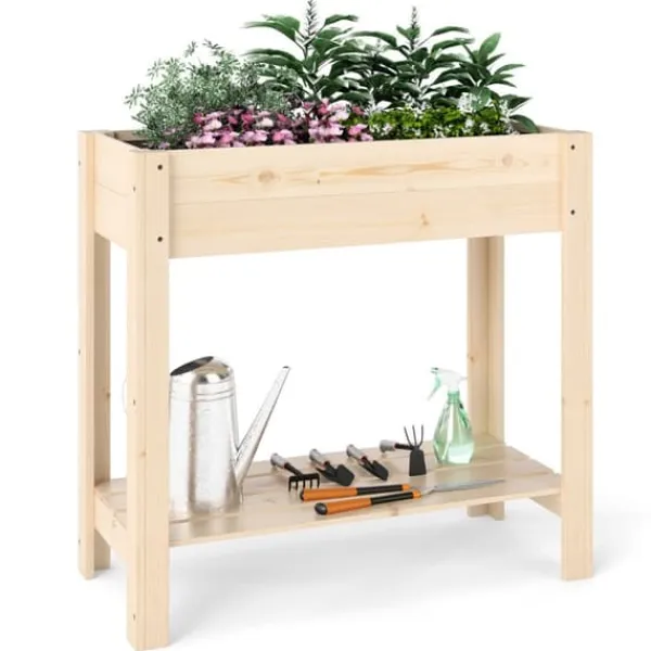 Sale Hævet Havebed, 81x37x77 cm, Naturlig Plantningsbænke