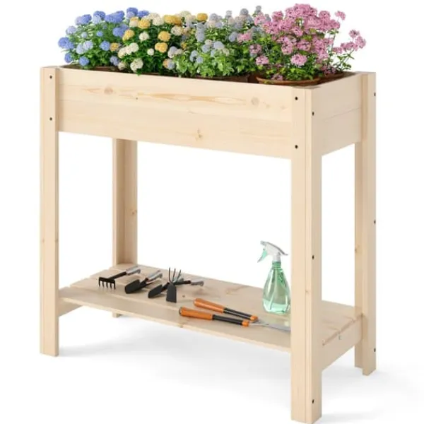 Sale Hævet Havebed, 81x37x77 cm, Naturlig Plantningsbænke