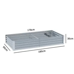 Plantningsbænke^Hævet Havebed, 180x90x30 cm, Sølv