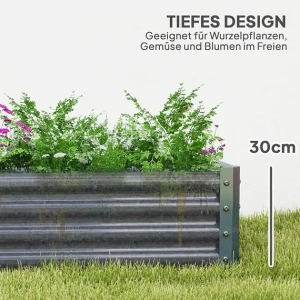 Plantningsbænke^Hævet Havebed, 180x90x30 cm, Sølv