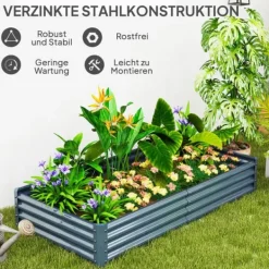 Plantningsbænke^Hævet Havebed, 180x90x30 cm, Sølv