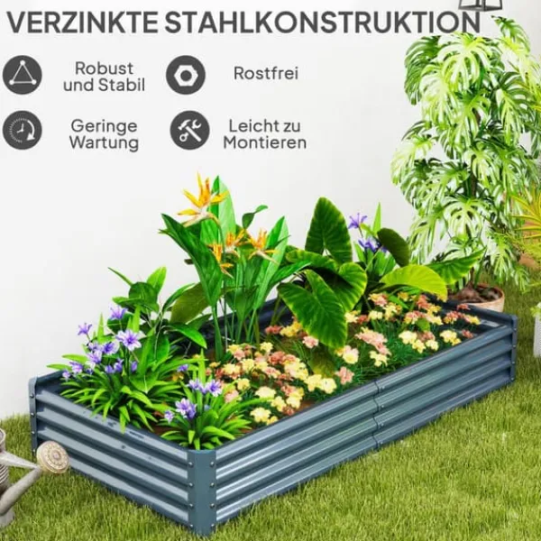 Plantningsbænke^Hævet Havebed, 180x90x30 cm, Sølv