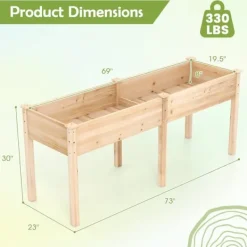 Plantningsbænke^Hævet Havebed, 73x23x30cm, Gul