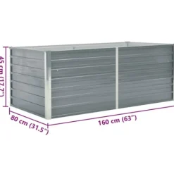 Best Hævet havekasse i galvaniseret stål 160x80x45 cm | Farve: Grå Krukker & Plantebeholdere