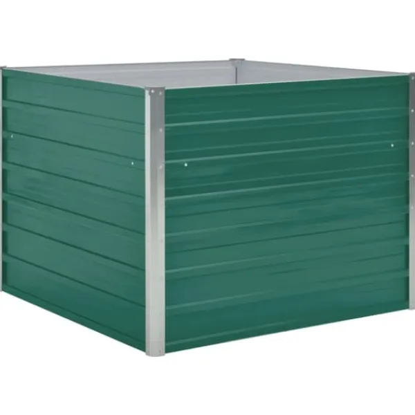 Plantningsbænke^Hævet havekasse i galvaniseret stål - Holdbar og stabil | Farve: Grøn | Størrelse: 100x100x77 cm