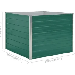 Plantningsbænke^Hævet havekasse i galvaniseret stål - Holdbar og stabil | Farve: Grøn | Størrelse: 100x100x77 cm