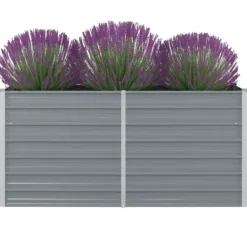Plantningsbænke^Hævet havekasse i gråt galvaniseret stål - Slidstærk & stilfuld | Størrelse: 160x80x77 cm