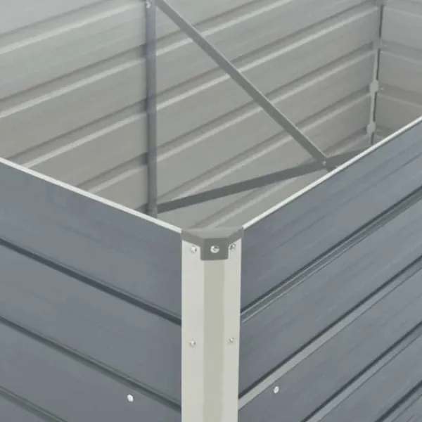 Plantningsbænke^Hævet havekasse i gråt galvaniseret stål - Slidstærk & stilfuld | Størrelse: 160x80x77 cm