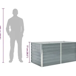 Plantningsbænke^Hævet havekasse i gråt galvaniseret stål - Slidstærk & stilfuld | Størrelse: 160x80x77 cm