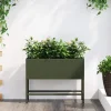 Plantningsbænke^Hævet havekrukke i stål - Rektangulær og stilren | Farve: Olivengrøn | Størrelse: 60 x 26 x 45 cm