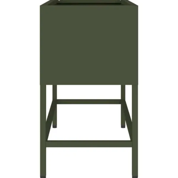 Plantningsbænke^Hævet havekrukke i stål - Rektangulær og stilren | Farve: Olivengrøn | Størrelse: 60 x 26 x 45 cm