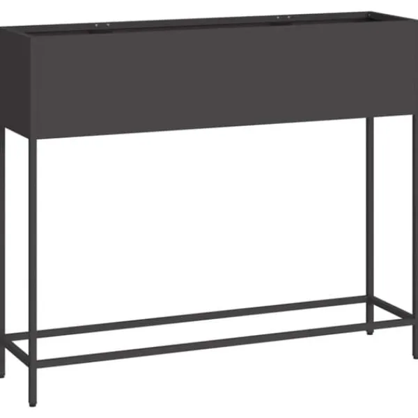 Plantningsbænke^Hævet haveplantekasse i stål - Rektangulær design | Størrelse: 100x26x82 cm | Farve: Sort