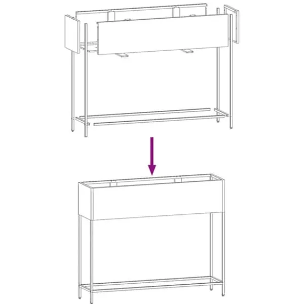 Plantningsbænke^Hævet haveplantekasse i stål - Rektangulær design | Størrelse: 100x26x82 cm | Farve: Sort