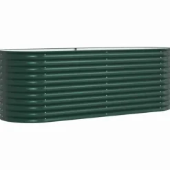 Hot Hævet højbede i stål - Plantekasse til have | Størrelse: 240x80x81 cm | Farve: Grøn Plantningsbænke