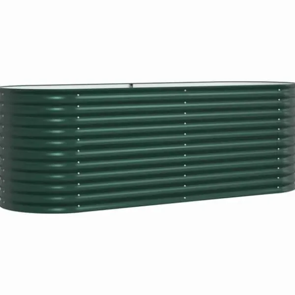 Hot Hævet højbede i stål - Plantekasse til have | Størrelse: 240x80x81 cm | Farve: Grøn Plantningsbænke