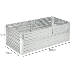 Discount Hævet højbede, 180x90x59 cm, Sølv Plantningsbænke