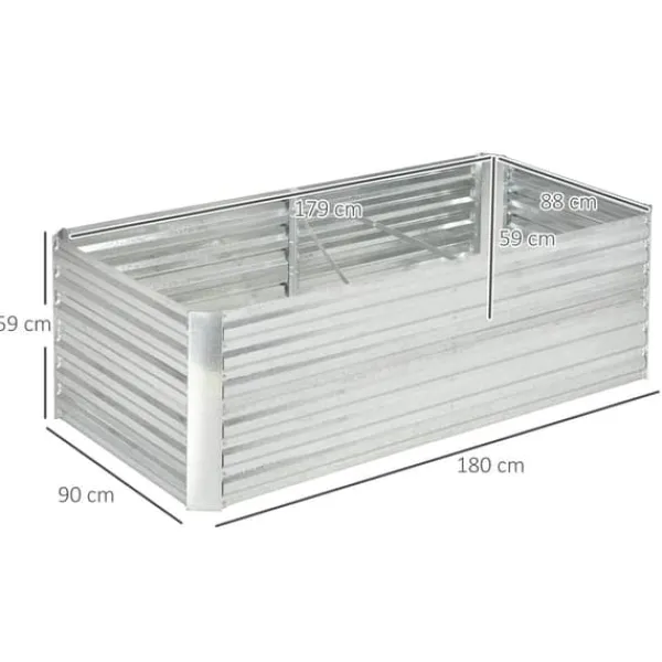 Discount Hævet højbede, 180x90x59 cm, Sølv Plantningsbænke