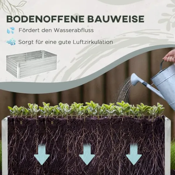 Discount Hævet højbede, 180x90x59 cm, Sølv Plantningsbænke