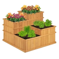 Plantningsbænke^Hævet plantebed, 61x81x81 cm, Natur, Træ