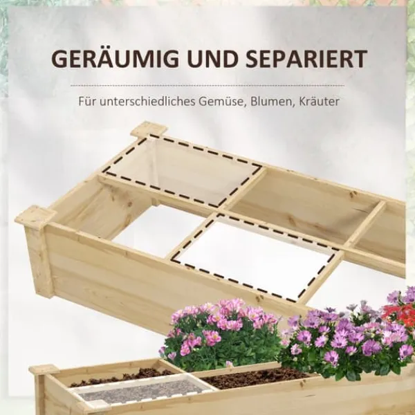 Plantningsbænke^Hævet plantebed, 237x60x25 cm, naturlig