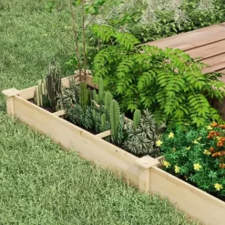 Plantningsbænke^Hævet plantebed, 237x60x25 cm, naturlig