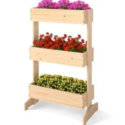 Sale Hævet plantekasse, 3 niveauer, 69x39x109 cm, naturlig Plantningsbænke