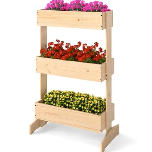 Sale Hævet plantekasse, 3 niveauer, 69x39x109 cm, naturlig Plantningsbænke