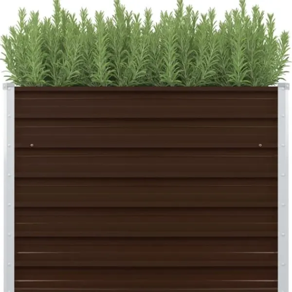 New Hævet plantekasse 100 x 100 x 77 cm - Galvaniseret stål | Farve: Brun Krukker & Plantebeholdere