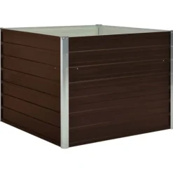 New Hævet plantekasse 100 x 100 x 77 cm - Galvaniseret stål | Farve: Brun Krukker & Plantebeholdere