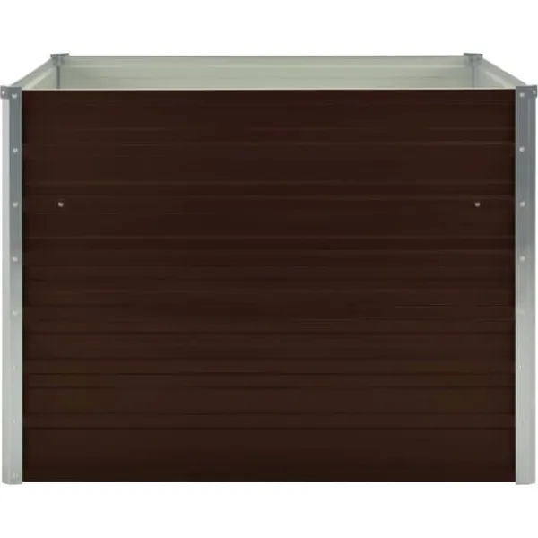 New Hævet plantekasse 100 x 100 x 77 cm - Galvaniseret stål | Farve: Brun Krukker & Plantebeholdere