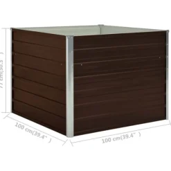 New Hævet plantekasse 100 x 100 x 77 cm - Galvaniseret stål | Farve: Brun Krukker & Plantebeholdere