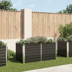 Discount Hævet plantekasse i galvaniseret stål - Holdbar og stilfuld | Størrelse: 160x80x77 cm | Farve: Antracitgrå Plantningsbænke