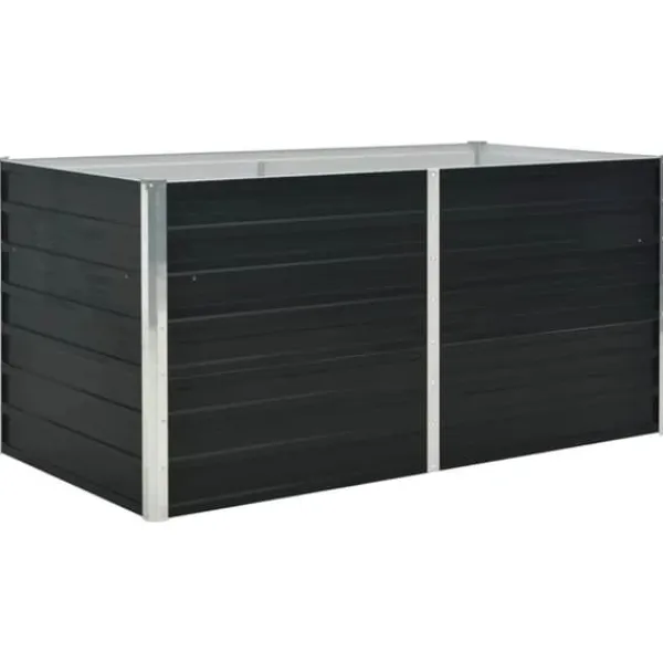 Discount Hævet plantekasse i galvaniseret stål - Holdbar og stilfuld | Størrelse: 160x80x77 cm | Farve: Antracitgrå Plantningsbænke