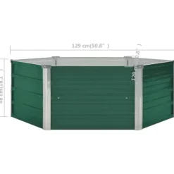 Outlet Hævet plantekasse i galvaniseret stål - Højbed | Størrelse: 129x129x46 cm | Farve: Grøn Krukker & Plantebeholdere